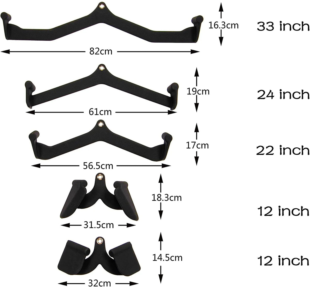 MF 5-Piece Cable Attachment Set for Lat Pulldown and Rows