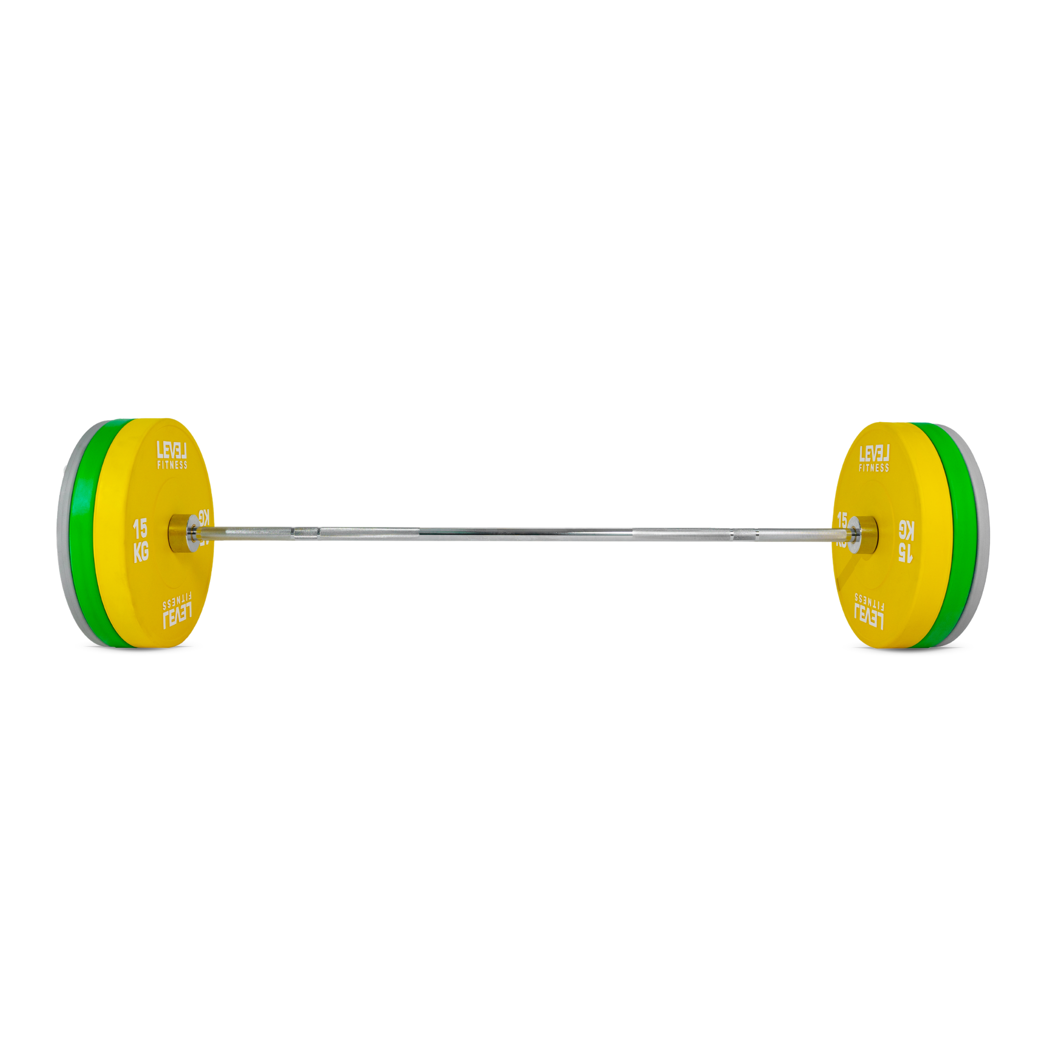 Combo | Level Fitness 7 ft Olympic Barbell with Color Olympic Plates Set | 100 Kg Set