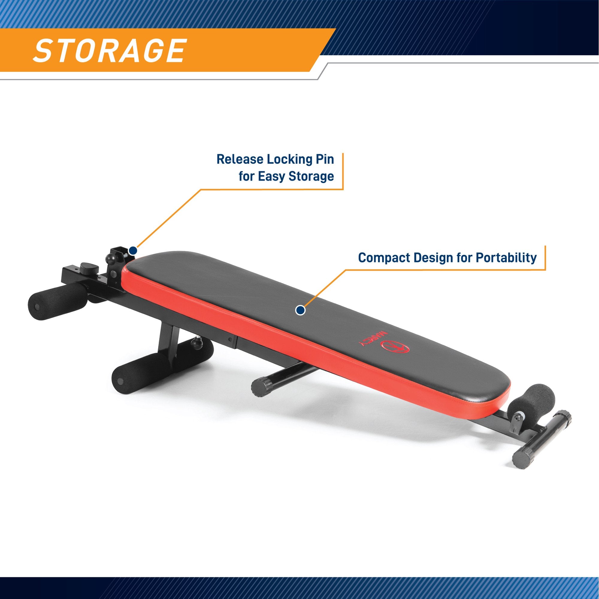 Marcy, Folding Utility Bench W/ Headrest - Slant Board | Sb-4606, Black