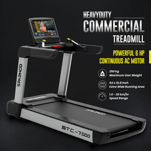 Sparnod Fitness, (6 HP AC Motor) 18.5 inch TFT Touch Screen Treadmill, STC-7000