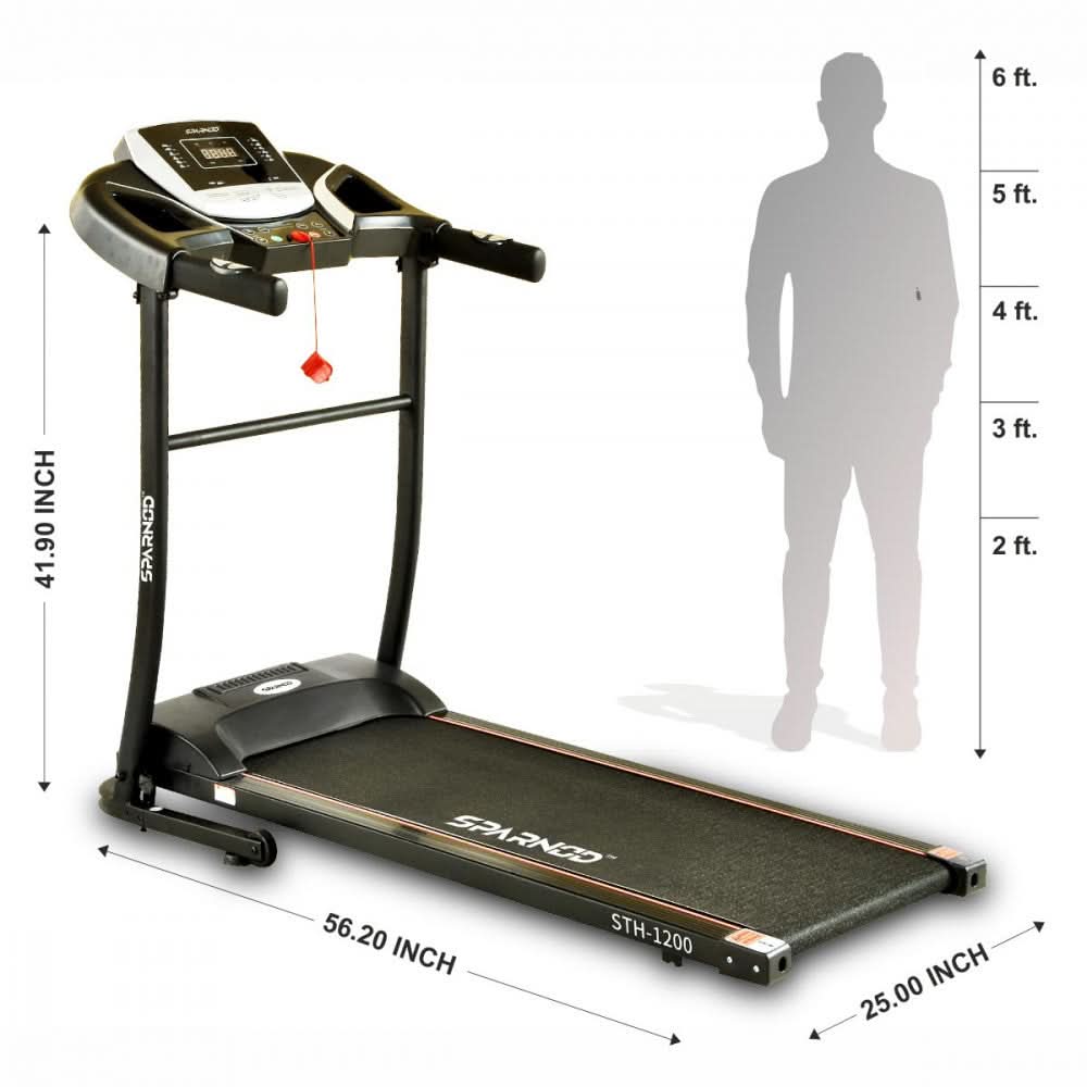 Sparnod Fitness STH-1200 (4 HP Peak DC Motor) Automatic and Foldable Motorized Treadmill