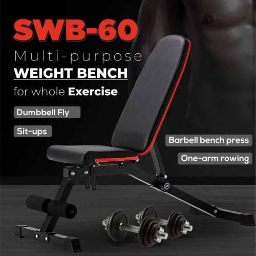 Sparnod Fitness Heavy Duty Multifunction Weight Bench / Seated Bench, SWB-60