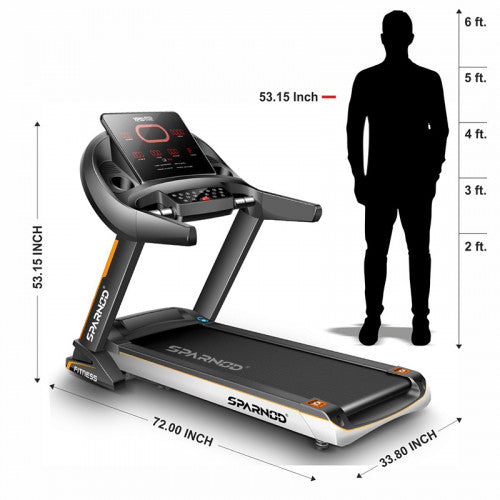 Sparnod Fitness, (3 HP DC Motor) Large LED Display with auto incline Treadmill, STH-5700