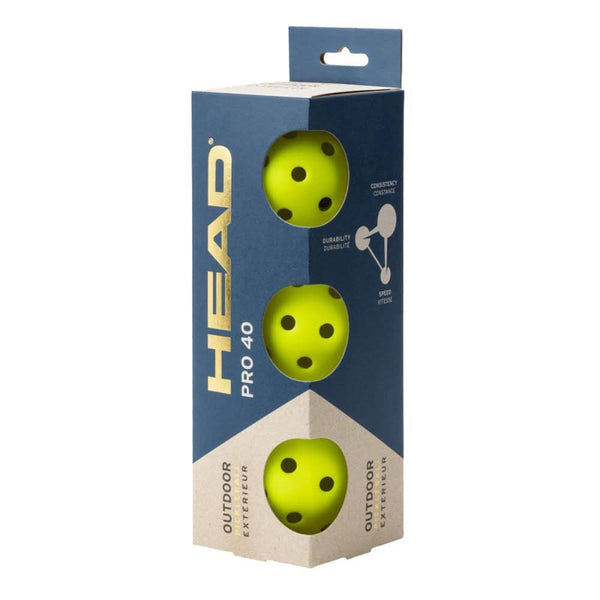 HEAD Pro 40 Outdoor Pickleballs – 3 Pack