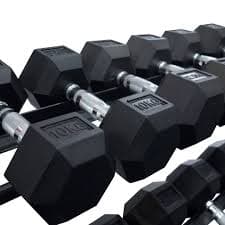 1441 Fitness Hex Dumbbell Set with 3 Tier Dumbbell Rack 2.5 to 20 Kg (8 Pairs) – Strength Training Equipment - Athletix.ae