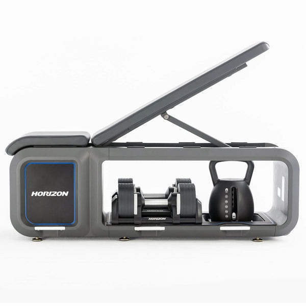 Horizon Fitness All-in-One Adjustable Bench with Dumbbells & Kettlebell