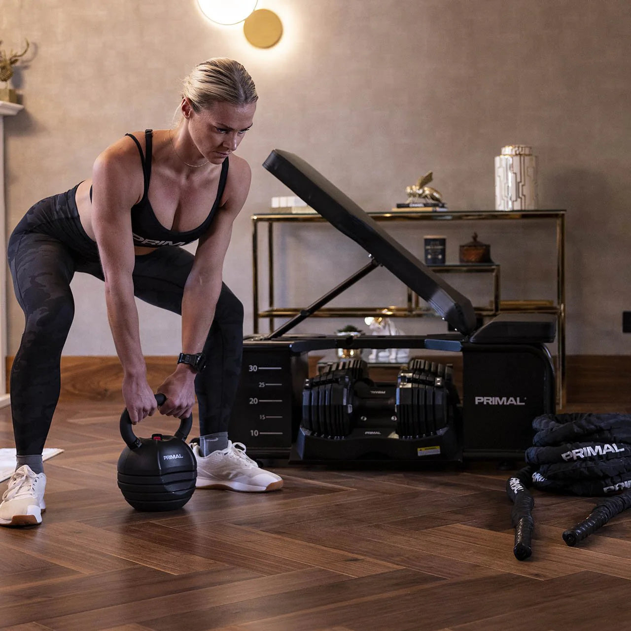 Primal Strength Home HIIT Bench Package with Dumbbells & Accessories