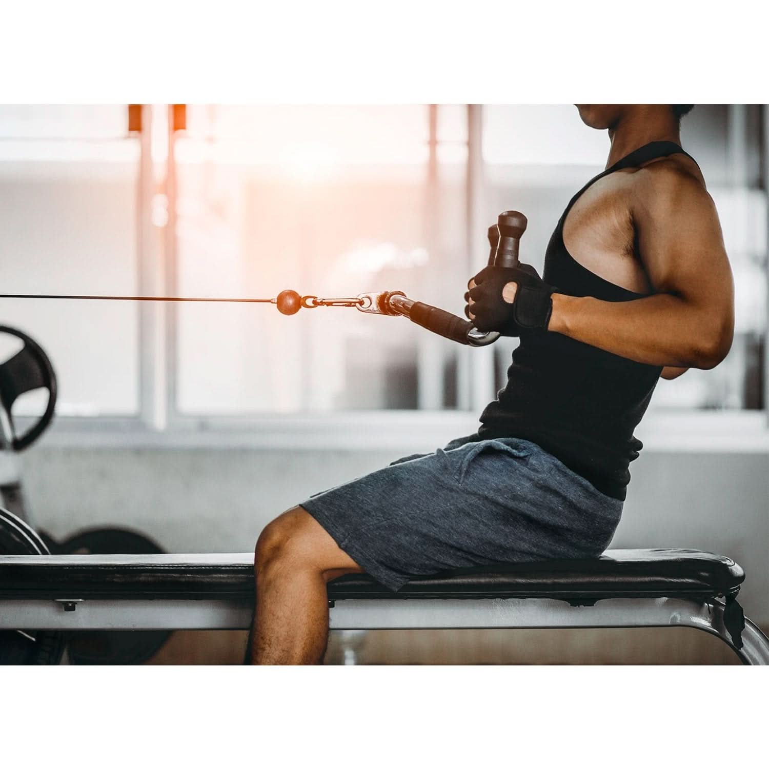 Revolving Lat Attachment Bar with Rubber Grips-Arm Workout