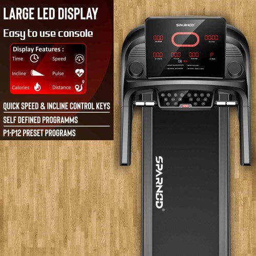 Sparnod Fitness, MF 3 Hp Continuous DC Motorized Automatic Walking and Running Treadmill, STH-5700_MF