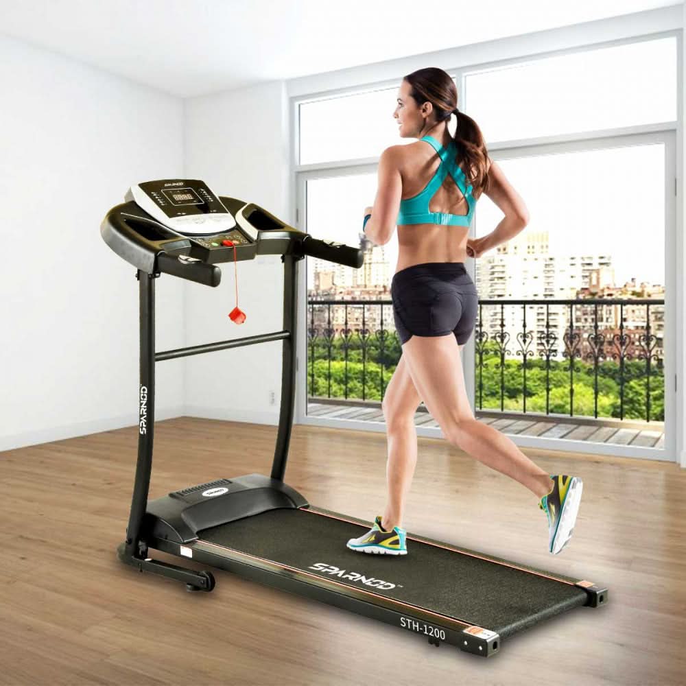 Sparnod Fitness STH-1200 (4 HP Peak DC Motor) Automatic and Foldable Motorized Treadmill