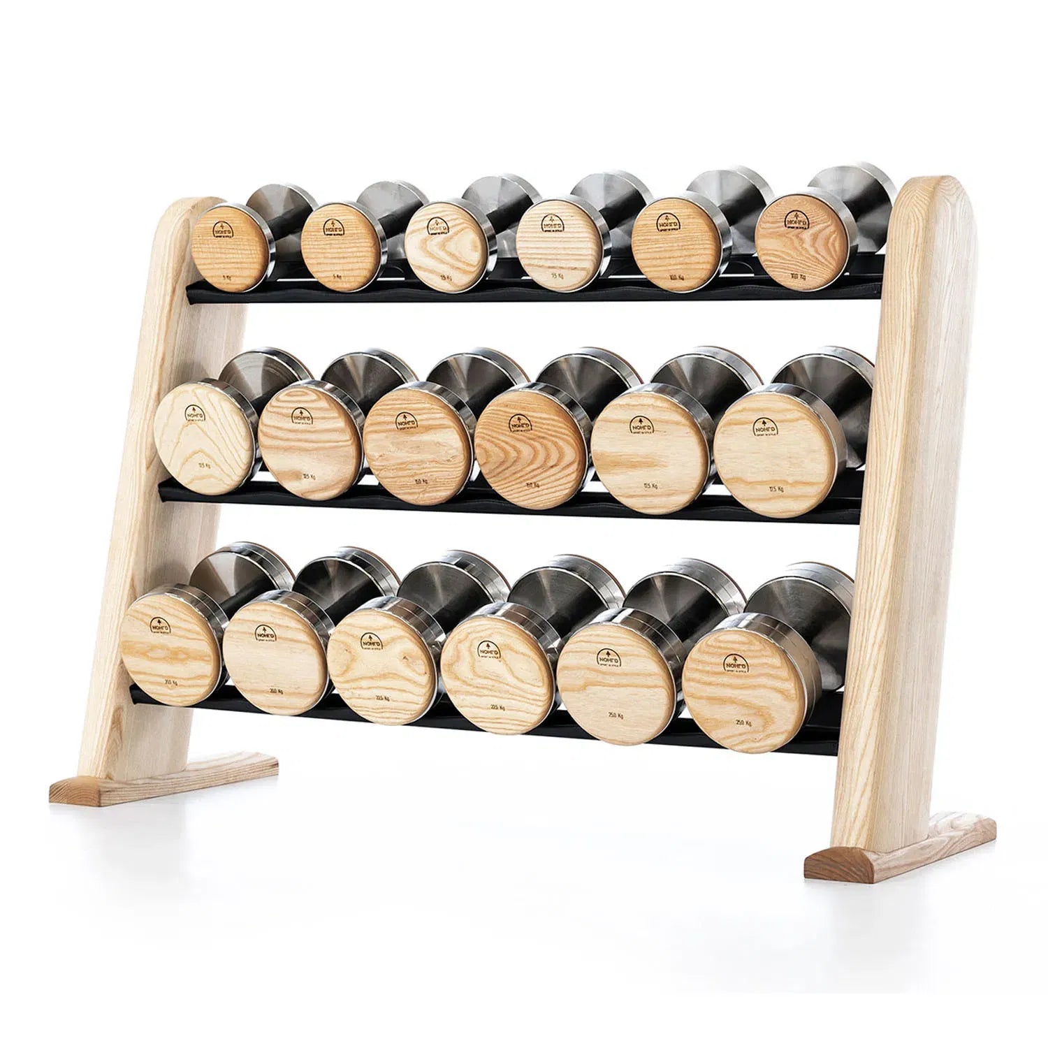 NOHRD Dumbbell Set (5-25 KG) with Rack - Oak