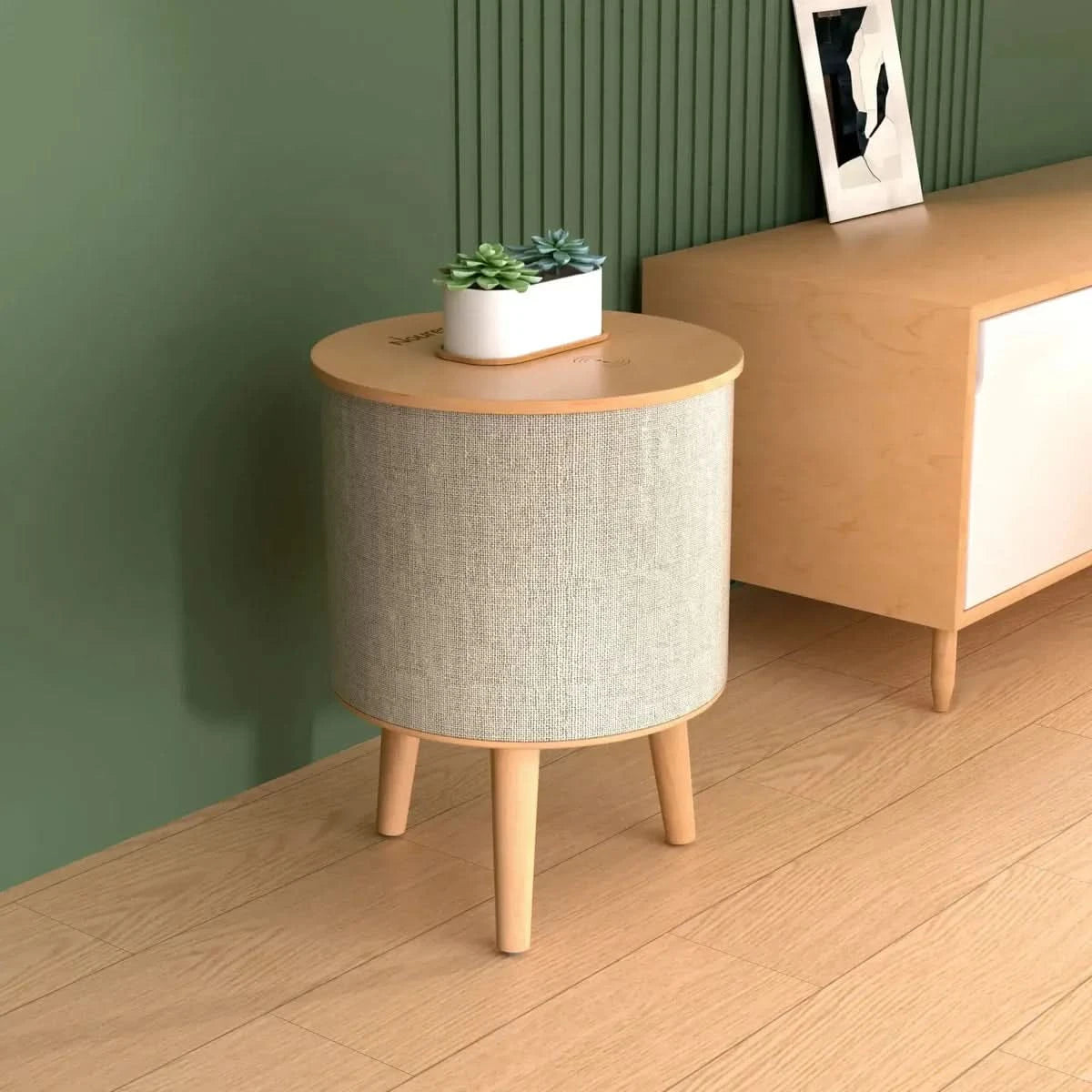 Nourest 3-in-1 Wireless Charging Side Table with Portable Bluetooth Speaker Table