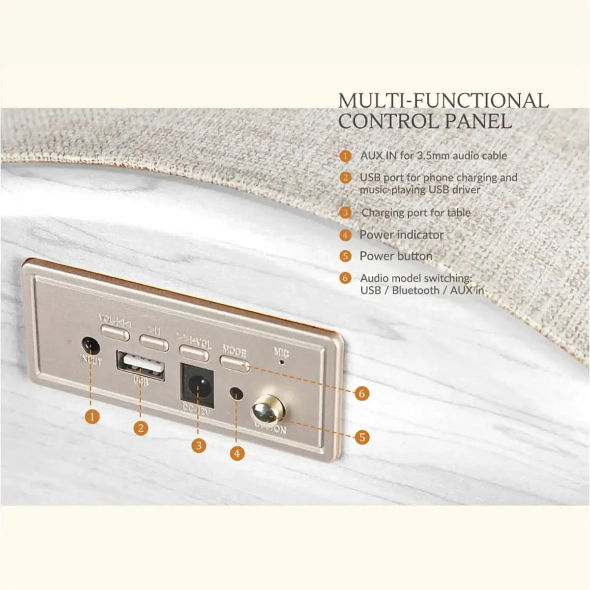 Nourest 4 in 1 Side Table with inbuilt 70W Bluetooth speaker - Touch Control