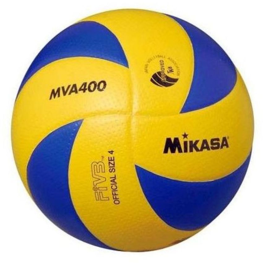 Mikasa MVA400 (V400W) Volleyball, Size 4, Blue/Yellow