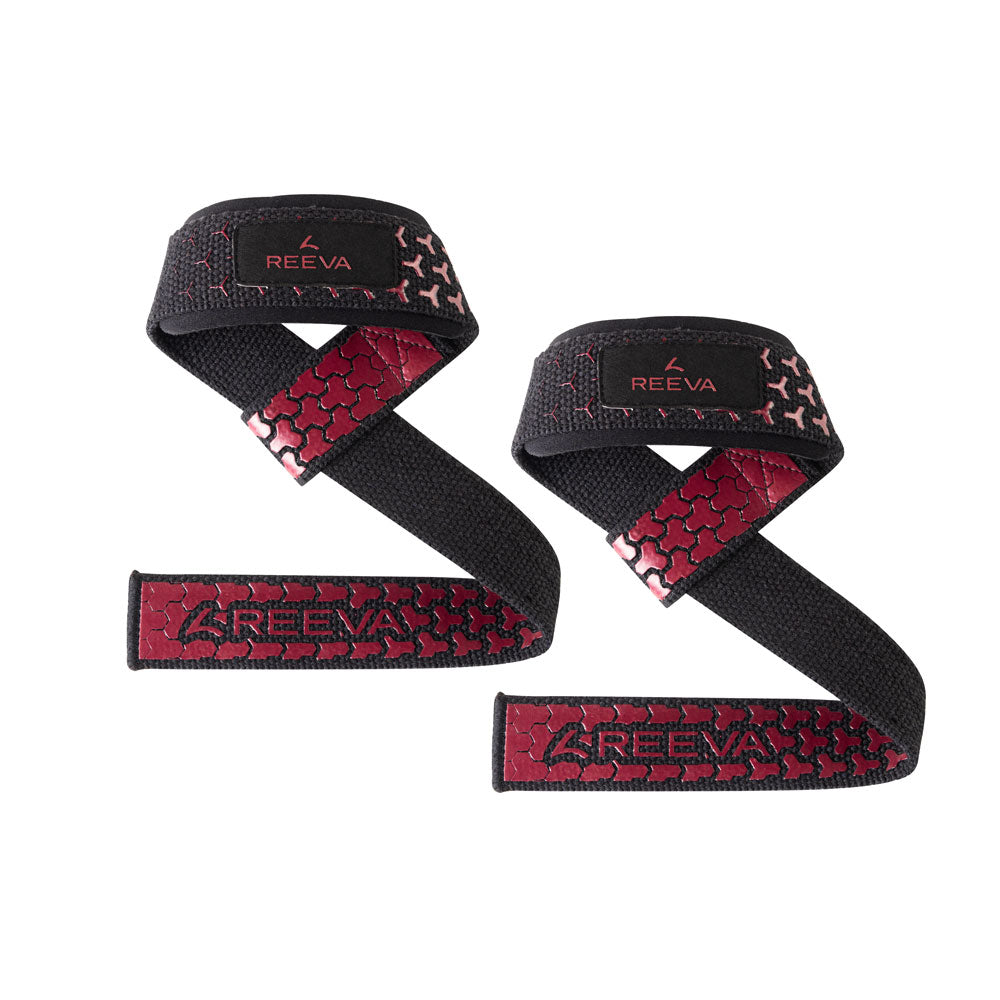 Reeva lifting straps ultra grip - lifting straps with padding Red