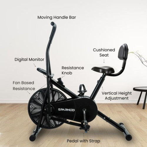 Sparnod Fitness, Dual Action Air Bike with Back Support, SAB-05