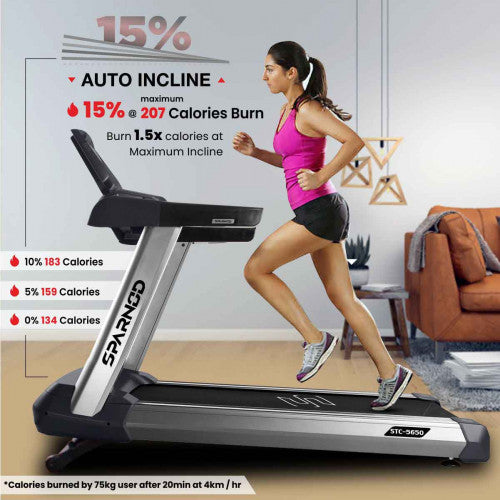 Sparnod Fitness, (5.5 HP AC Motor) Commercial Sturdy Treadmill, STC-5650