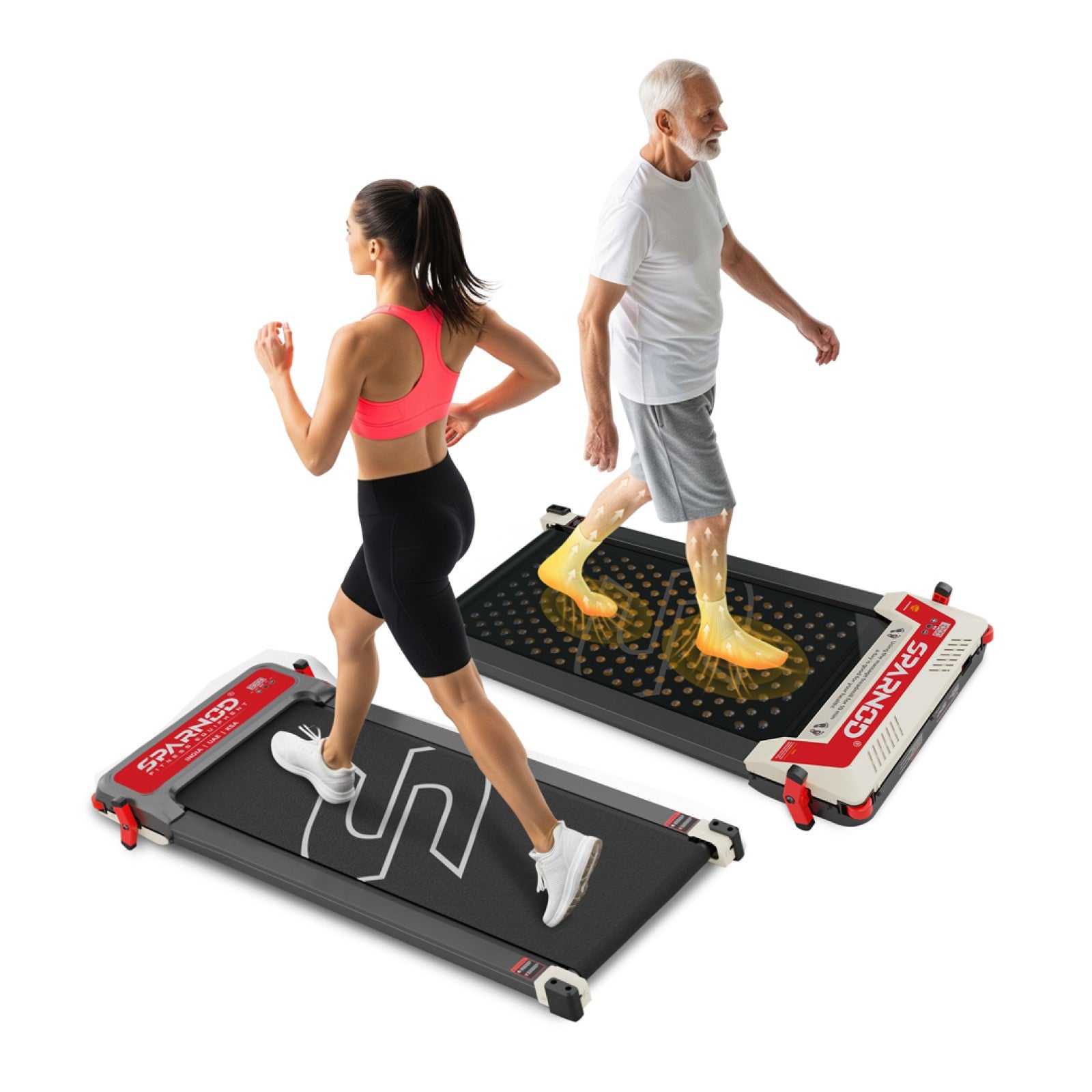 Sparnod Fitness FlipPad Walkingpad Treadmill with Massager, STH-3003