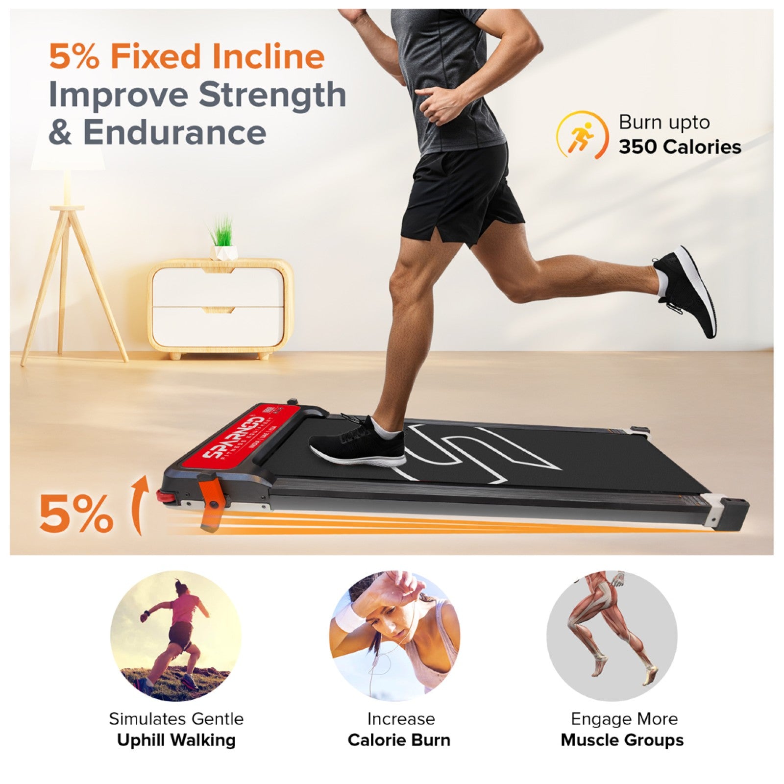 Sparnod Fitness FlipPad Walkingpad Treadmill with Massager, STH-3003