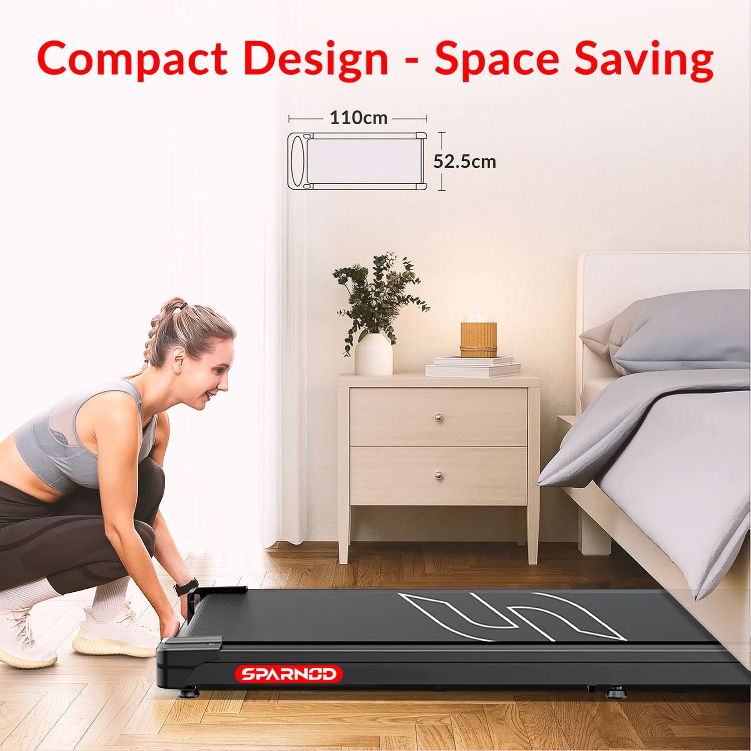 Sparnod Fitness Walking Pad Treadmill for Home/Office, STH-3004N