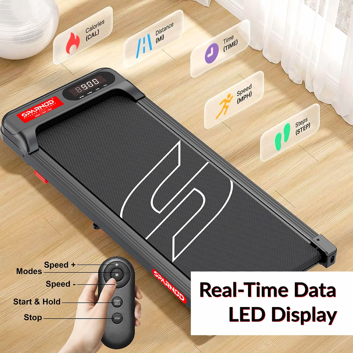 Sparnod Fitness Walking Pad Treadmill for Home/Office, STH-3004N