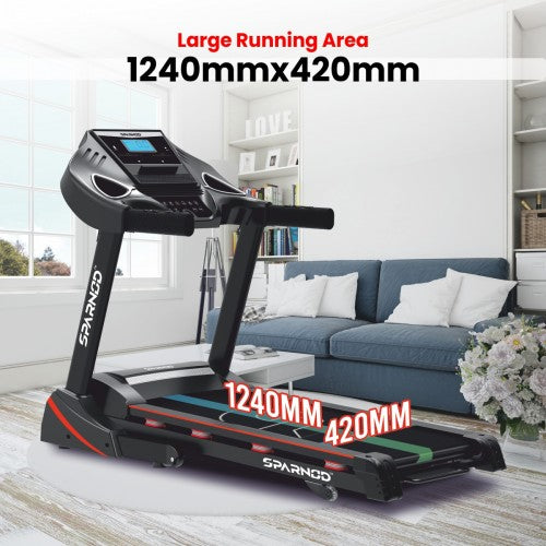 Sparnod Fitness, (2 HP DC Motor) foldable Sturdy treadmill with shock absorption, STH-3400