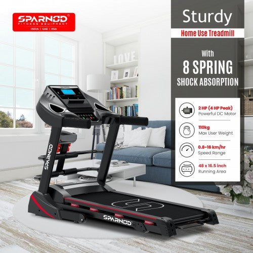 Sparnod Fitness, (2 HP DC Motor) Multifunctional Complete Workout home treadmill, STH-3500