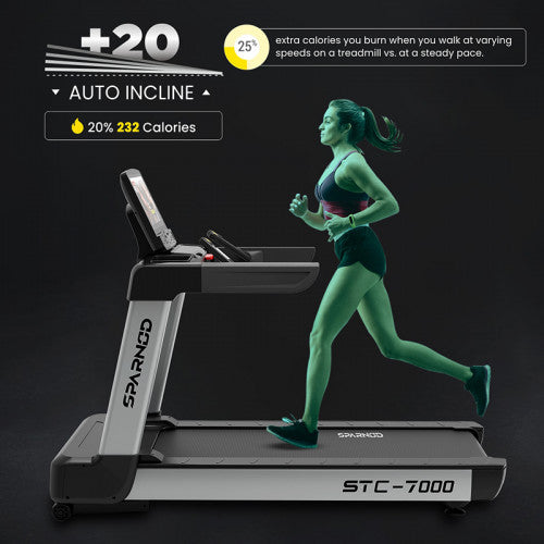 Sparnod Fitness, (6 HP AC Motor) 18.5 inch TFT Touch Screen Treadmill, STC-7000