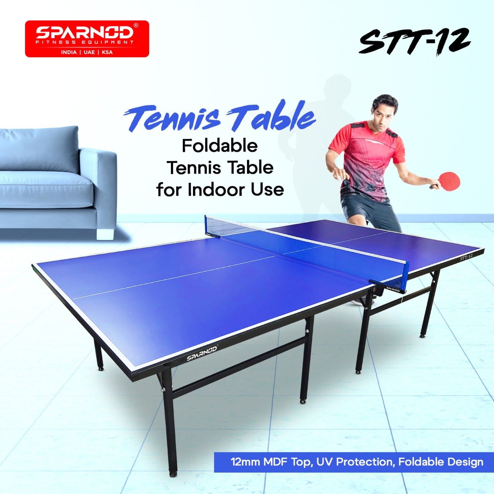 Sparnod Fitness Table Tennis Table for Indoor Sport Use, STT-12