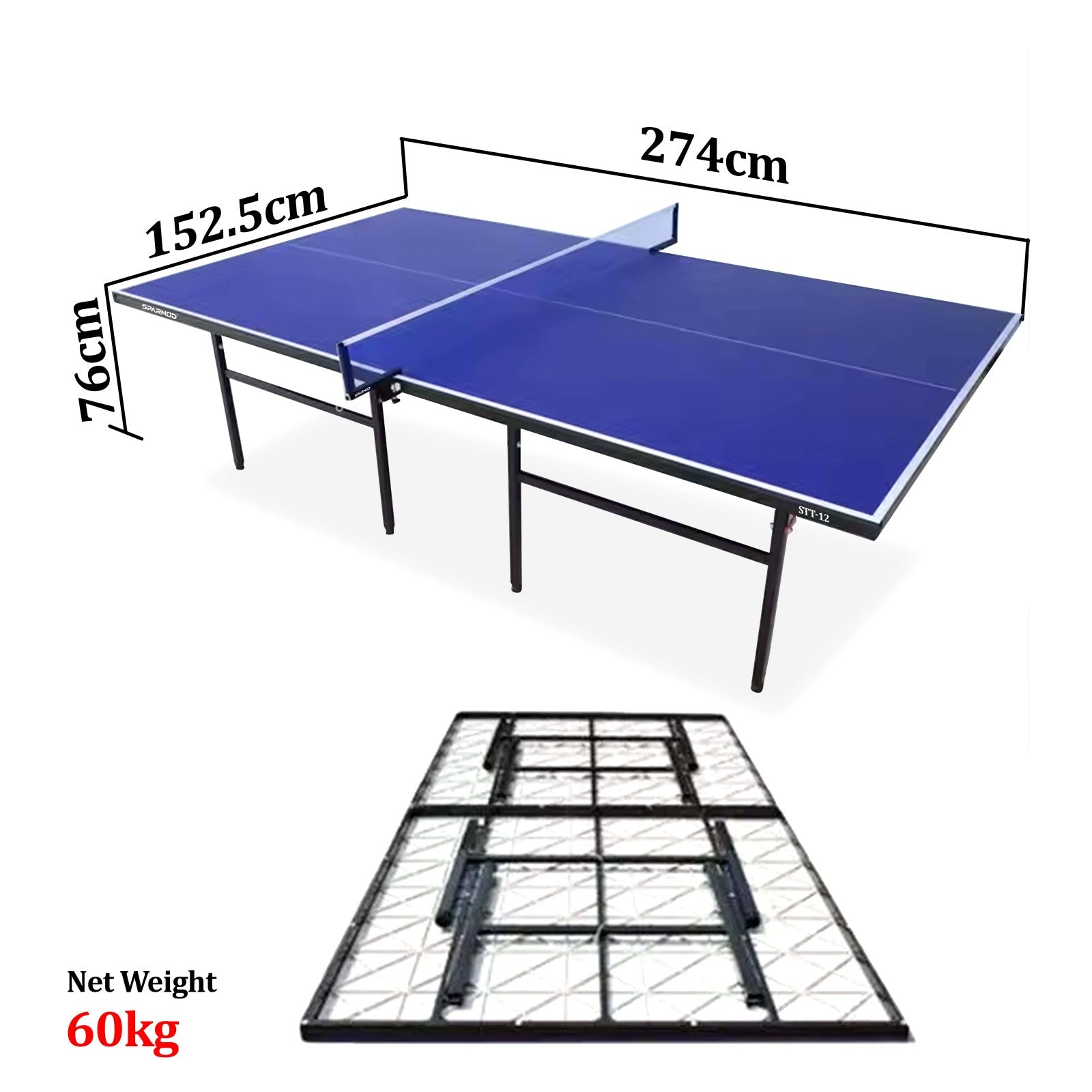 Sparnod Fitness Table Tennis Table for Indoor Sport Use, STT-12
