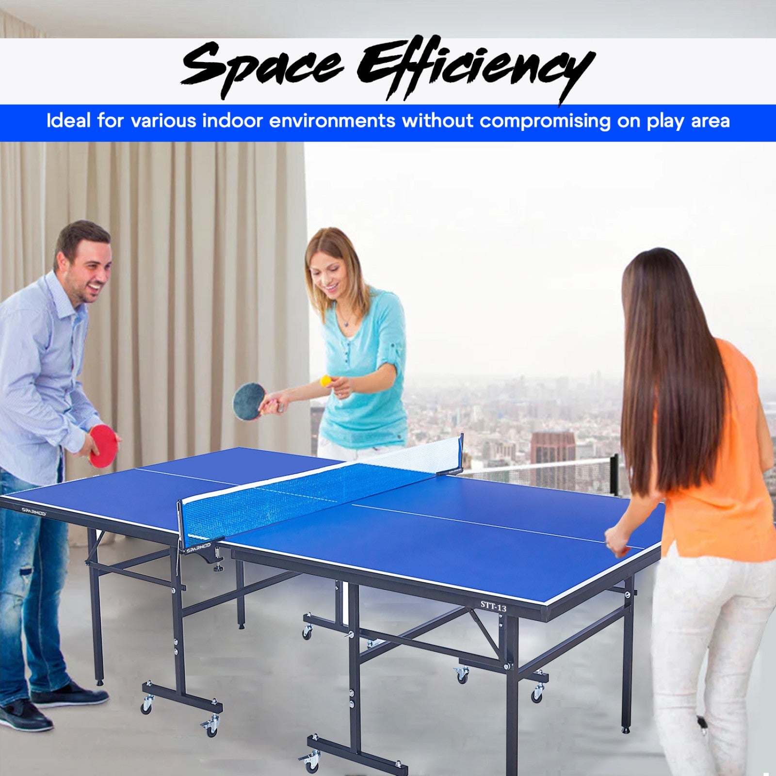 Sparnod Fitness Foldable Table Tennis Table for Indoor Sport Use, STT-13