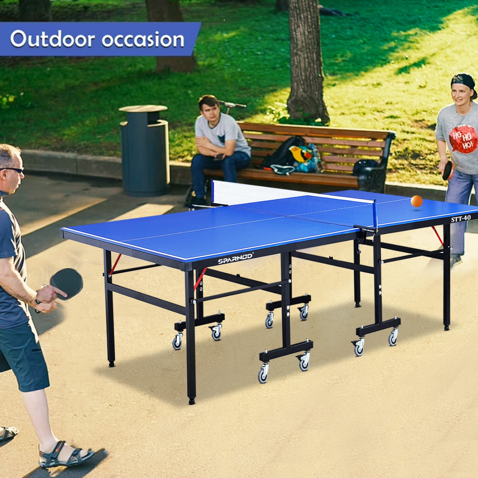 Sparnod Fitness Foldable Table Tennis Table for Outdoor Sport Use, STT-40
