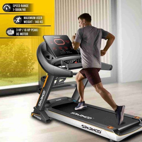 Sparnod Fitness, MF 3 Hp Continuous DC Motorized Automatic Walking and Running Treadmill, STH-5700_MF