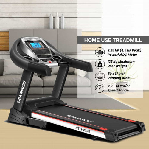 Sparnod Fitness, (2.25 HP Motor) 15% Auto Incline Home use Treadmill, STH-4100