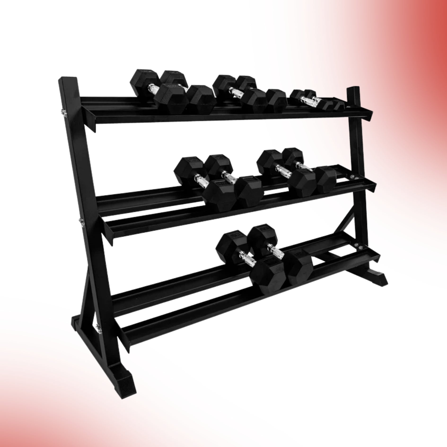 Level Fitness 3 Tier Dumbbell Rack for 8 Pairs