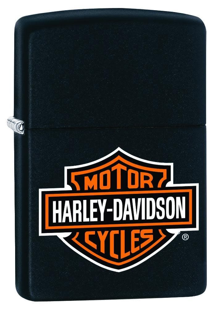 Zippo 218HD.H252 Harley Davidson Classic Logo Black Matte Windproof Lighter, Classic Model, Black - OUTBACK