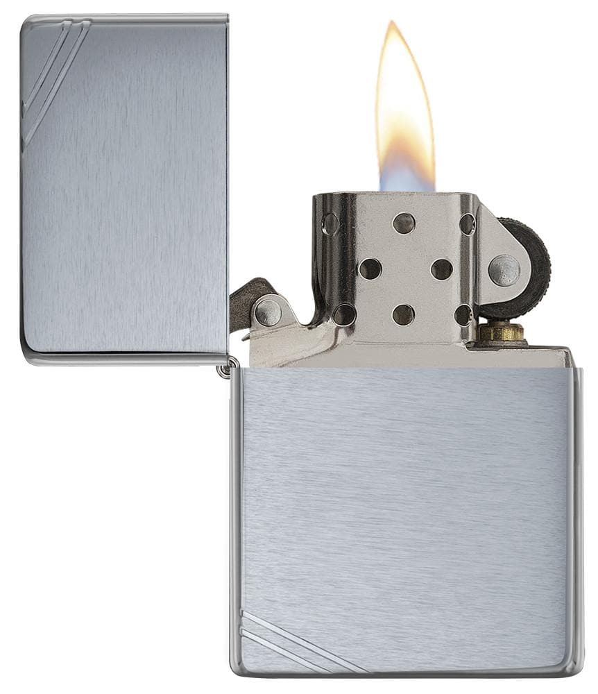 Zippo 230 Brushed Chrome Vintage with Slashes Windproof Lighter, Vintage Model, Silver - OUTBACK