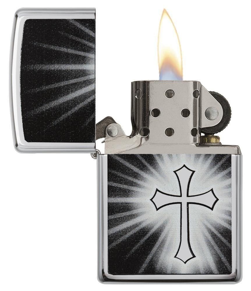 Zippo 29074 Reflective Cross High Polish Chrome Windproof Lighter, Classic Model, Silver - OUTBACK