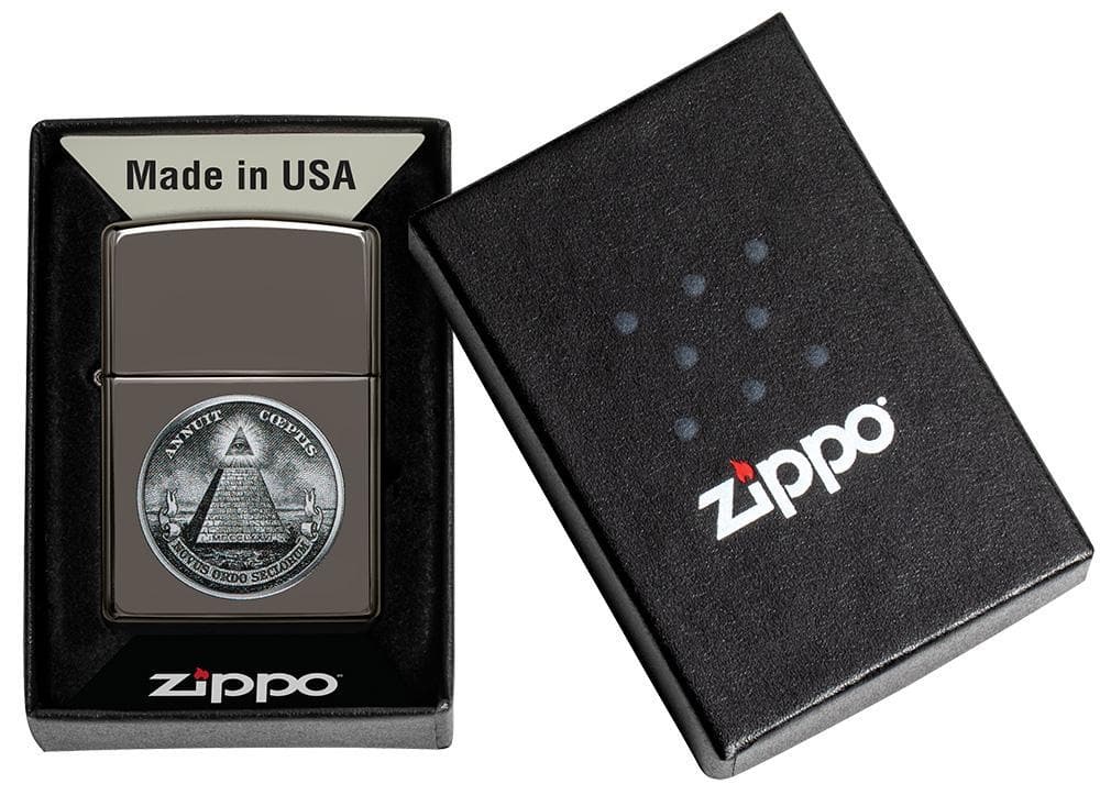 Zippo 49395 150 Dollar Design Black Ice Windproof Lighter, Classic Model, Black - OUTBACK