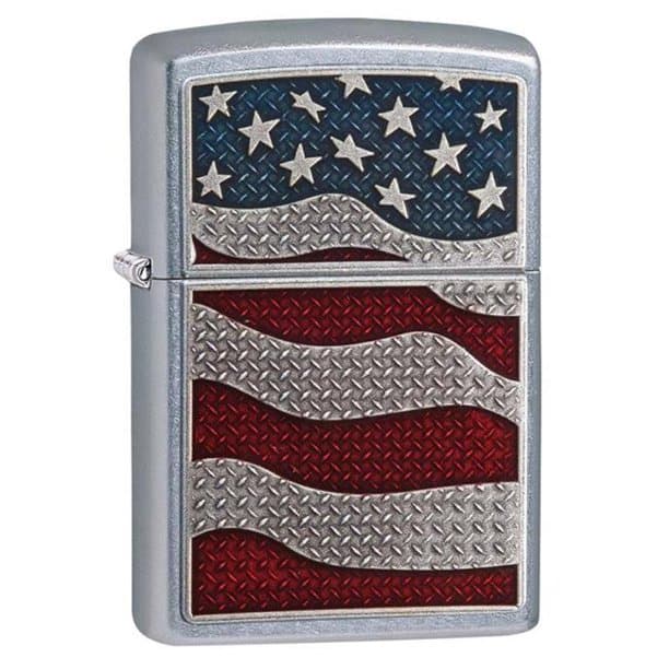 Zippo 29513 207 Diamond Plate Flag Street Chrome Windproof Lighter, Classic Model, Silver - OUTBACK