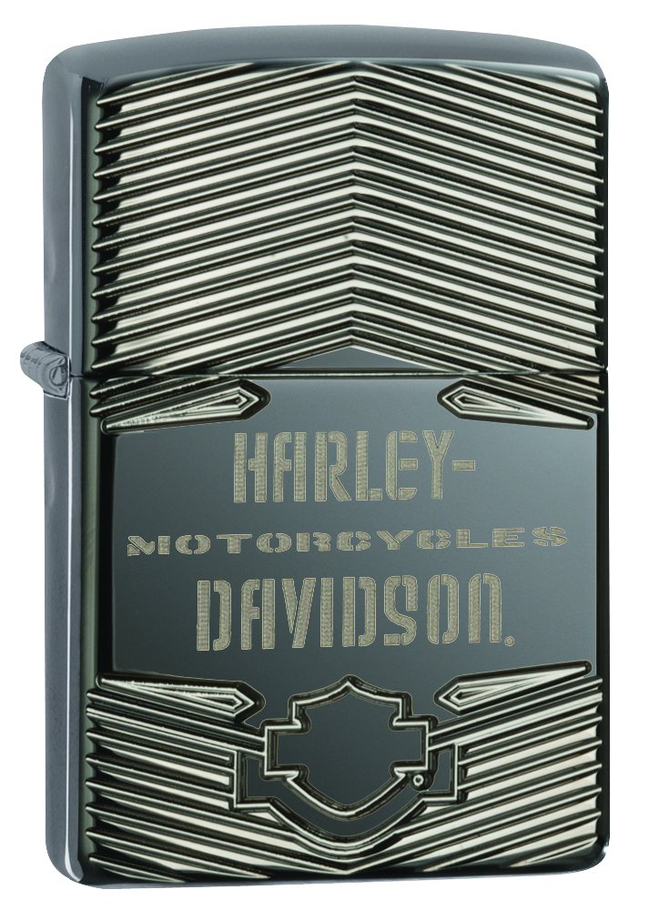 Zippo 29165 Harley Davidson Armor Deep Carve Black Ice Lighter, Classic Model, Black - OUTBACK