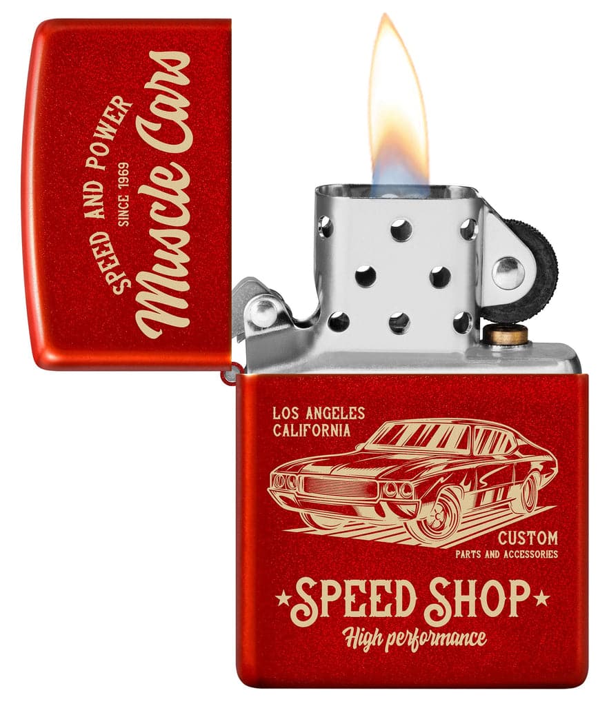 Zippo 48523 49475 Muscle Car Design Metallic Red Windproof Lighter - OUTBACK