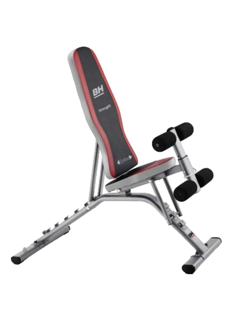 BH Fitness, Multi Position Bench Optima, G320, Red & Silver - Athletix.ae