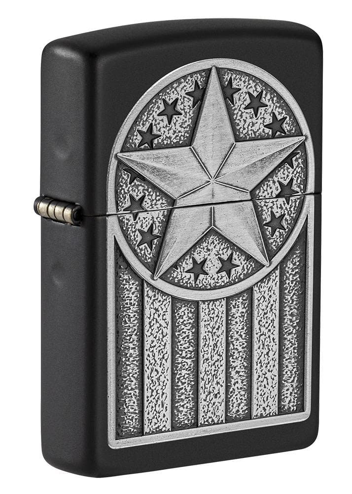 Zippo 49639 218 American Metal Emblem Black Matte Windproof Lighter - OUTBACK