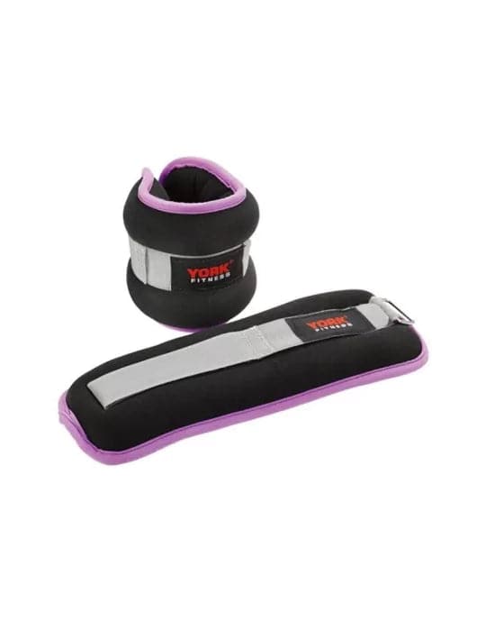 York, Fitness Ankle Support Weights 2 X 2.0 Kg, 60245, Purple/Black - Athletix.ae