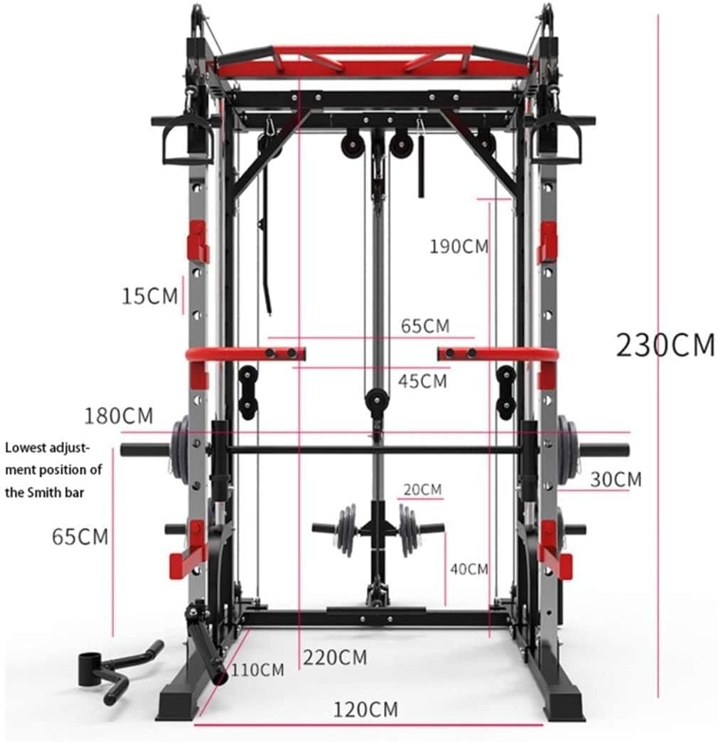 PRSAE Smith Machine 1441 Fitness Heavy Duty Smith Machine with Functional Trainer & Squat Rack - J009