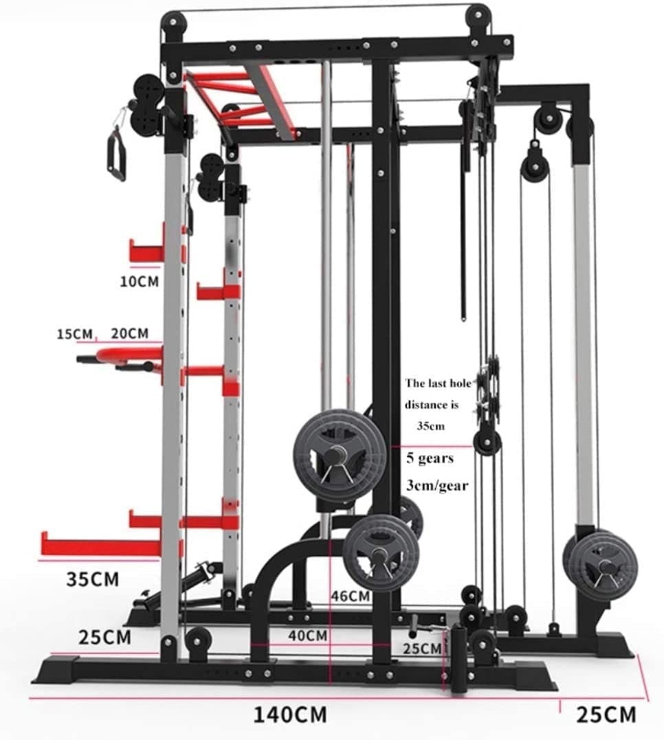 PRSAE Smith Machine 1441 Fitness Heavy Duty Smith Machine with Functional Trainer & Squat Rack - J009