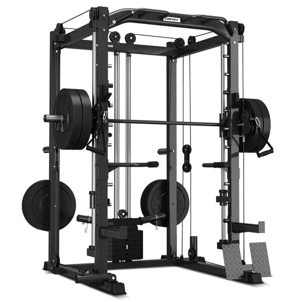 MFS Heavy Duty Smith Machine with Cable Crossover/Lat attachment Pulley/Pull Up Bar and Landmine - Athletix.ae