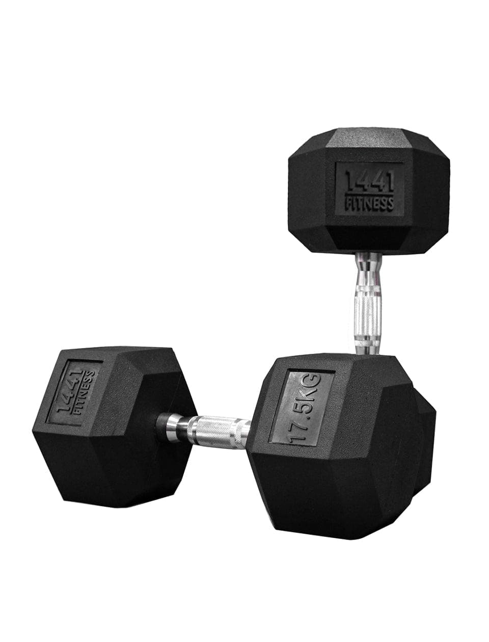 PRSAE Dumbbells 17.5 KG 1441 Fitness Rubber Hex Dumbbells in Kilogram | Sold In Pairs (2 pcs) | Tough & Durable | Chrome Plated Economical Handle