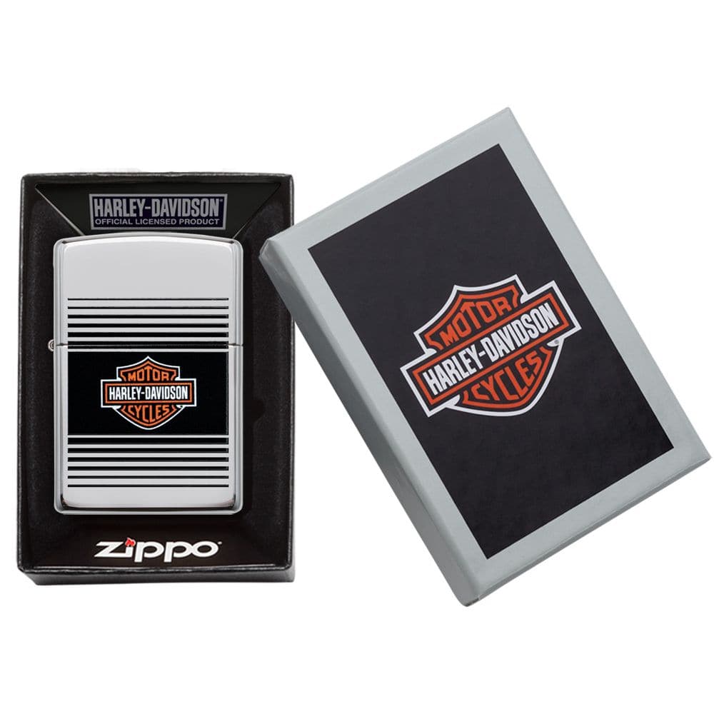 Zippo 49064 250 Harley Davidson High Polish Chrome Color Windproof Lighter, Classic Model, Silver - OUTBACK